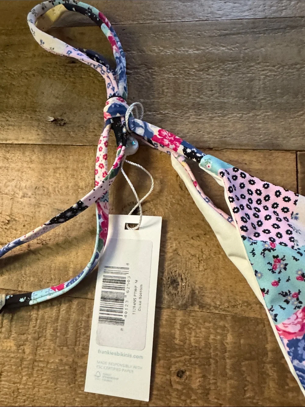 NWT Frankie’s Patchwork Tie-Side Bikini Bottoms in Multi-Color